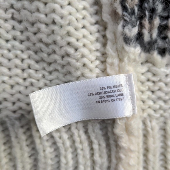 Old Navy Women's Open Front Cardigan Knit Sweater Cream XXL Fair Isle Wool Blend - Picture 10 of 13